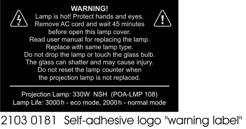 Self-adhesive logo warning label