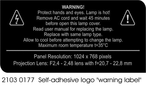 Self-adhesive logo warning label